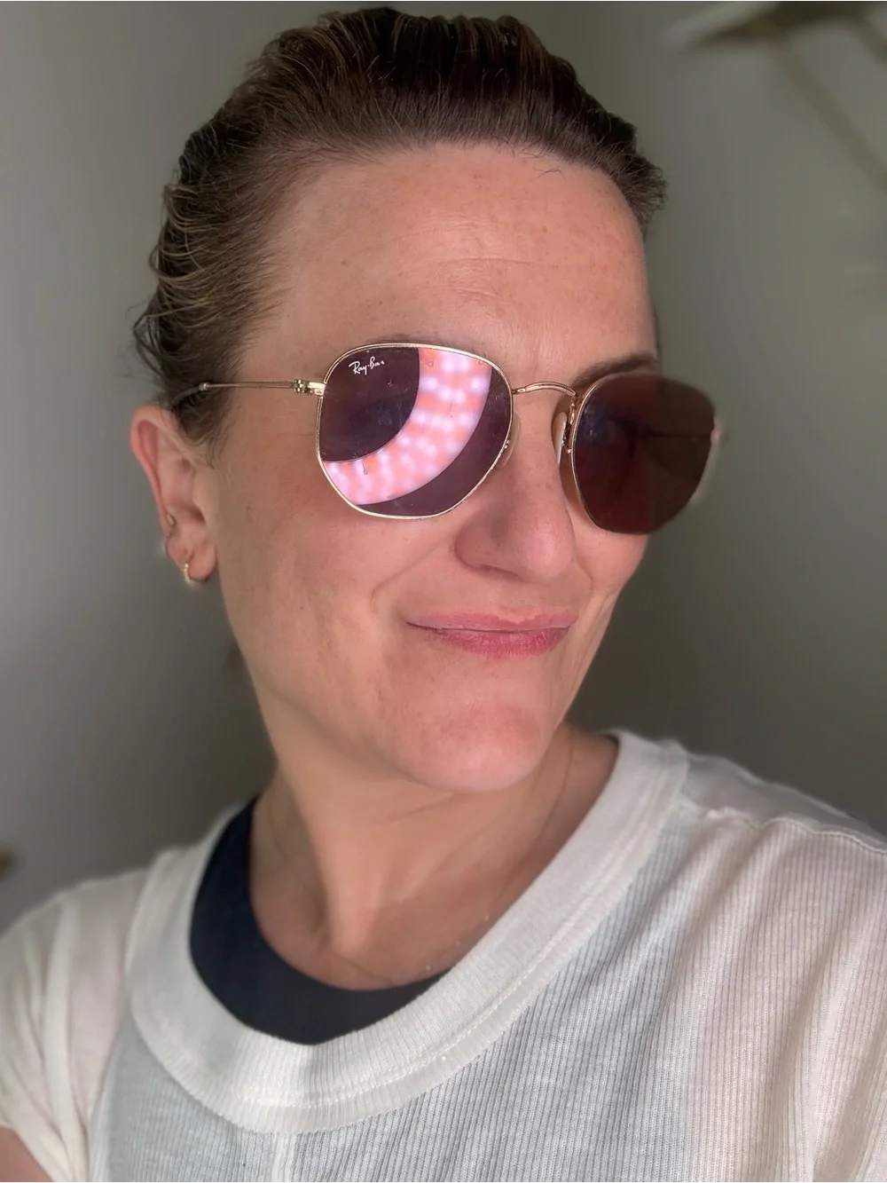 RayBan Sunglasses HEXAGONAL FLAT LENSES Gold Violet Pink Lenses Sunnies